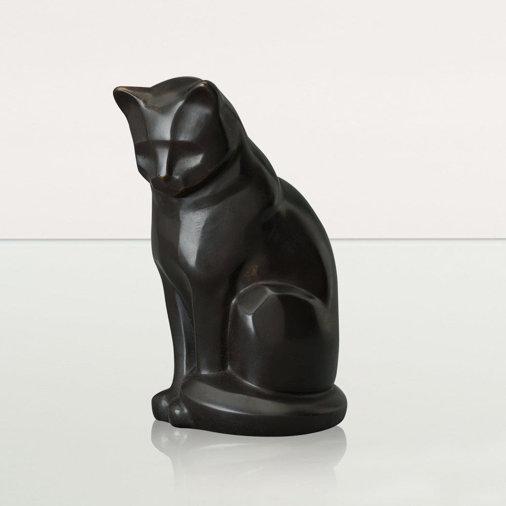 Neko dark matte patina cast bronze cat urn